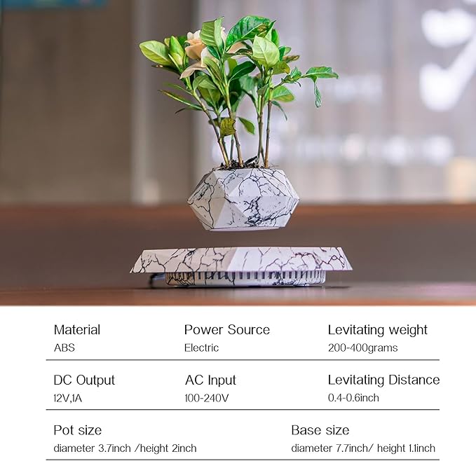 Floating Plant Pot,Planting Flower pots,Levitating Plant Pot,Magnetic levitation,Floating Plant,Hanging Flower pots,Suspendded Flowerpot,Hanging planters (Imitation Marble Pattern)