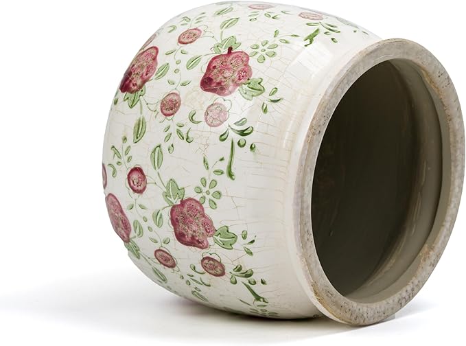 Dosayes Ceramic Pot for Planter, Vintage Red Plum Flower Pot with Drainage Holes, 6.29 inch Ice Crack Glazed Indoor Planters Pot