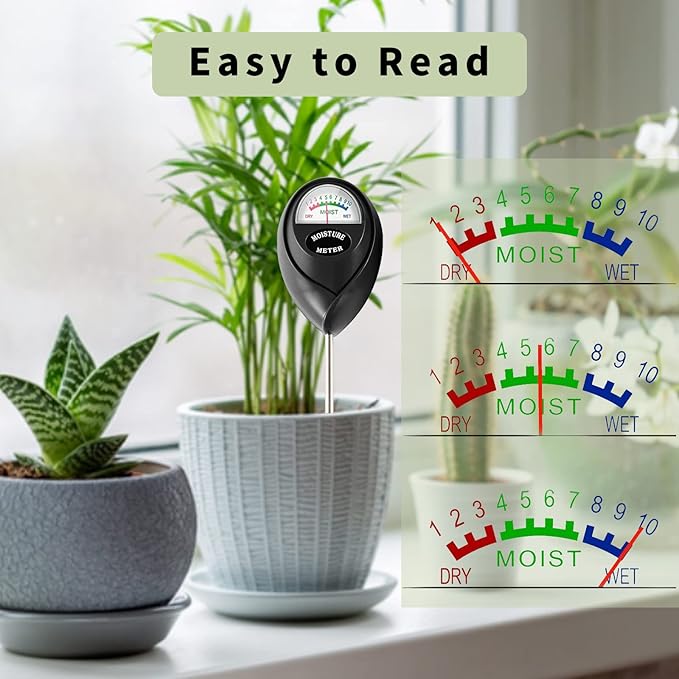 Extended Long Probe Soil Moisture Meter, 2 Pack Plant Water Meter Soil Meter Moisture Sensor Hygrometer for Indoor Outdoor Plant Care,No Battery Needed(Green + Black)