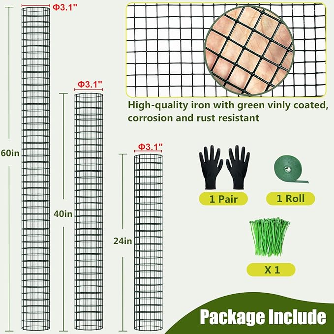 Metal Moss Pole, 60"/40"/24" Moss Poles for Plants Monstera, Stackable Sphagnum Moss Pole, Plant Poles for Climbing Plants Work with Sphagnum Moss(1 Each of 60" 40" 24")