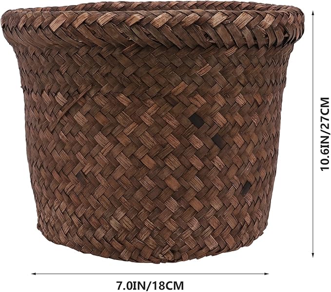 Yardwe Wicker Flower Pot Seagrass Planter Basket Flower Pots Cover Plant Pots Containers Naturalstraw Pot for Indoor Outdoor Plant Antique Wicker Planter Basket