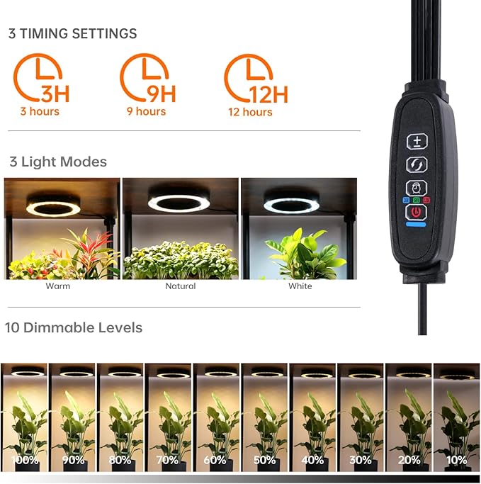 Bstrip Plant Stand Indoor with Grow Light, 33" High Indoor Plant Shelf, 7 Tier Flower Stand with Plant Light Full Spectrum, Metal Plant Holder with Light, laddered Plant Rack for Home, Corner, 29.9×11.0×33.1''