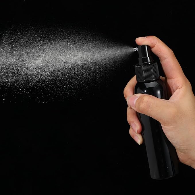 30 Pack Black Empty Spray Bottles, 4oz Plastic Fine Mist Spraying Bottles Small Refillable Sprayer Liquid Containers Portable Misters with Cap Travel Bottle for Perfume, Cleaning, Essential Oil