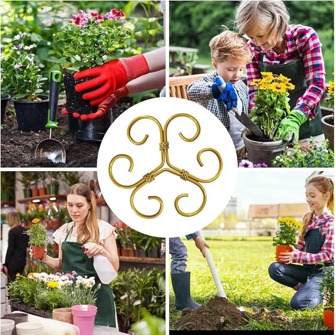 BADAO 6pcs Monstera Plant Support,Iron Stabilizer Grapple Holder for Indoor Plants,Outdoor Moss Pole Monstera Plant Support for Garden Flower Arranger(Gold)