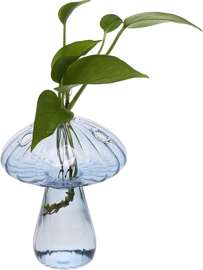 Mushroom Glass Vase Propagation Stations Flower Vases Home Decor Mushroom Planter Cute Vases Garden Decoration Set of 2