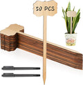 Jingmore 50 Pcs Bamboo Garden Markers Plant Labels 8 Inch Extra Long Plant Tags for Seedlings with Pen T-Type Tags Waterproof Nursery Garden Signs for Outdoor Flower Herb Potted