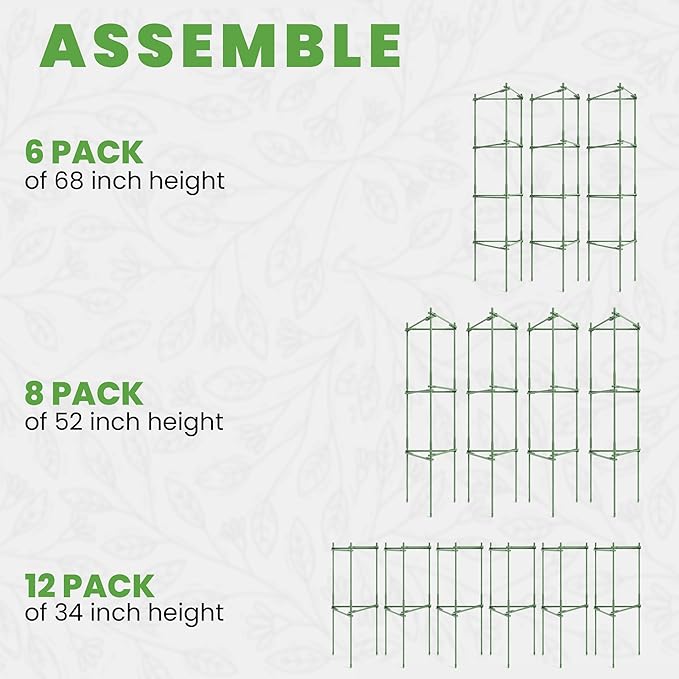K-Brands Tomato Cage - Tomatoes Plant Stakes Support Cages, Trellis for Garden & Pots, Plant Support Structures for Vegetables and Climbing Plants (6 Pack - Tall Upto 68 inches)