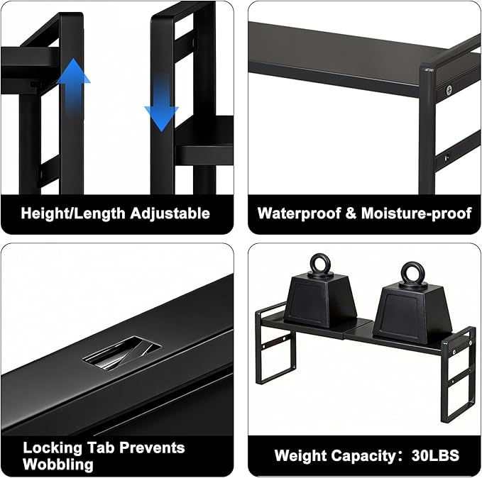 Over The Sink Shelf,Expandable Window Sill Shelf for Plants Small Tall Shelves Stackable Kitchen Organizer Shelves for Bathroom Kitchen Narrow Spaces Countertop