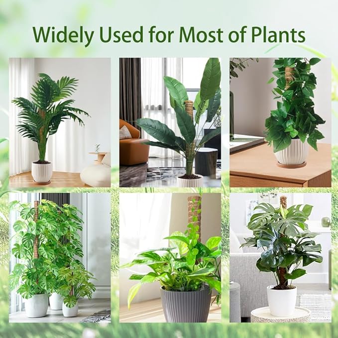Monstera Plant Support Moss Pole: 2 Pack 16 Inch Stackable Coco Coir Moss Totem Stake Tall Stand Grow Stick Plants Rod Moss Holder for House Live Plant,Indoor Climbing Potted,Vine,Pothos,Philodendron