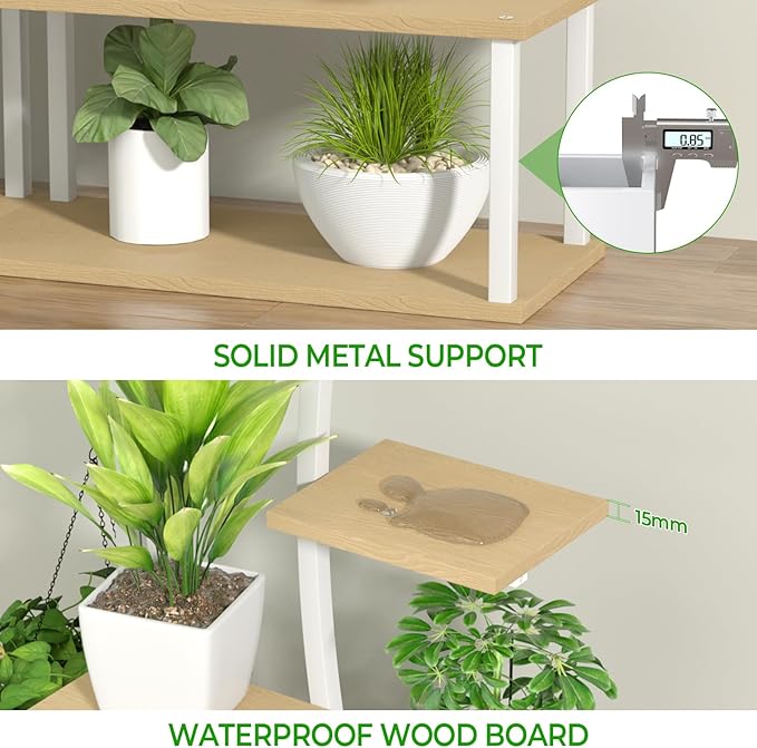 Plant Stand Shelf Indoor with 8 Grow Light, 10 Tiered 65" Tall White Large Half Moon Lighted Plant Rack Holder, 2 Pack Big High Circular Arch Multi Herb Stand with Built in LED Grow Light Set