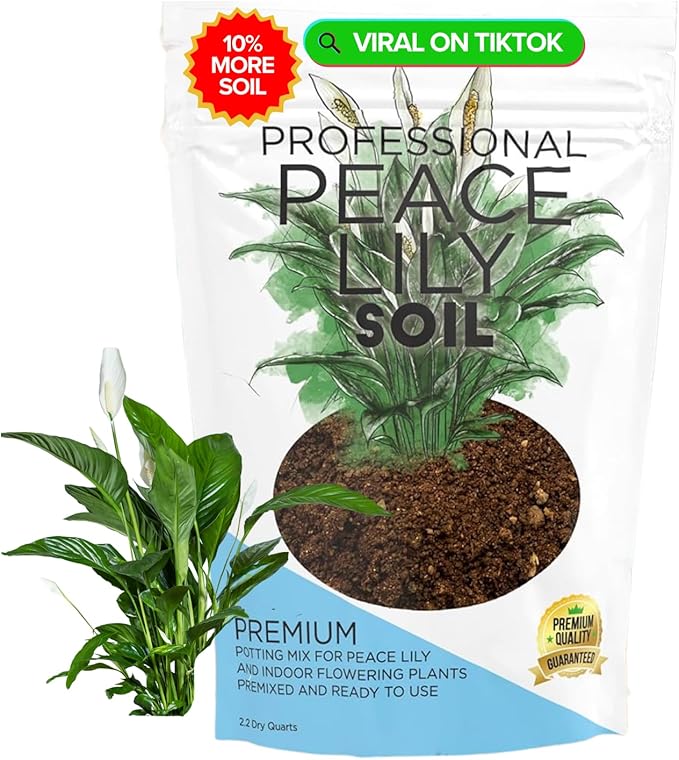 Professional Peace Lily Soil 8.2 Quarts Ready to Use, Premium Potting Soil for Peace Lily Plant Indoor, Peat Moss Coco Coir Perlite Dolomite, Well Draining Peace Lily Potting Soil Made in USA