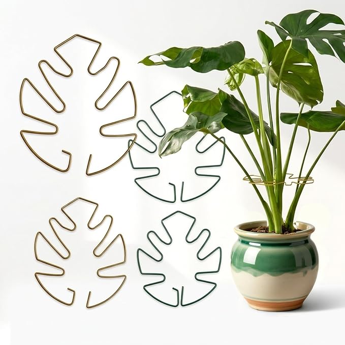 4PCS Adjustable Monstera Plant Support Stakes - Indoor Plants Accessories with Secure Clamps, Easy to Install & Customize for Tall Plants | Durable Metal Design for Healthy Growth
