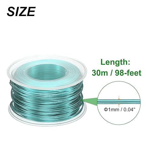 HARFINGTON Bonsai Wire Anodized Aluminum Training Wire Roll 1mm/18 Gauge 98ft Length Bendable Bonsai Tree Wire for Garden, Horticulture, Landscape, Planting, Light Blue