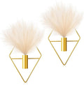 Jexine 2 Pcs Boho Wall Decor Gold Hanging Planters with Artificial Plants Wall Art Mounted Metal Home Decor Display Bedroom Bathroom Living Room(Pampas)