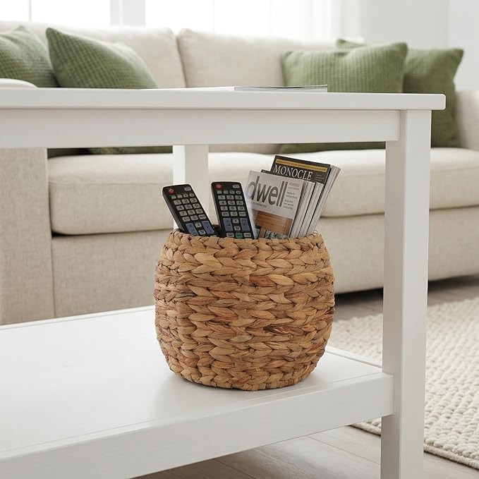 Cabilock Handwoven Hyacinth Planter Basket, Natural Woven Rattan Storage Basket for Small Plants, Eco-Friendly Indoor & Outdoor Decorative Pot Cover for Farmhouse, Boho Home Decor