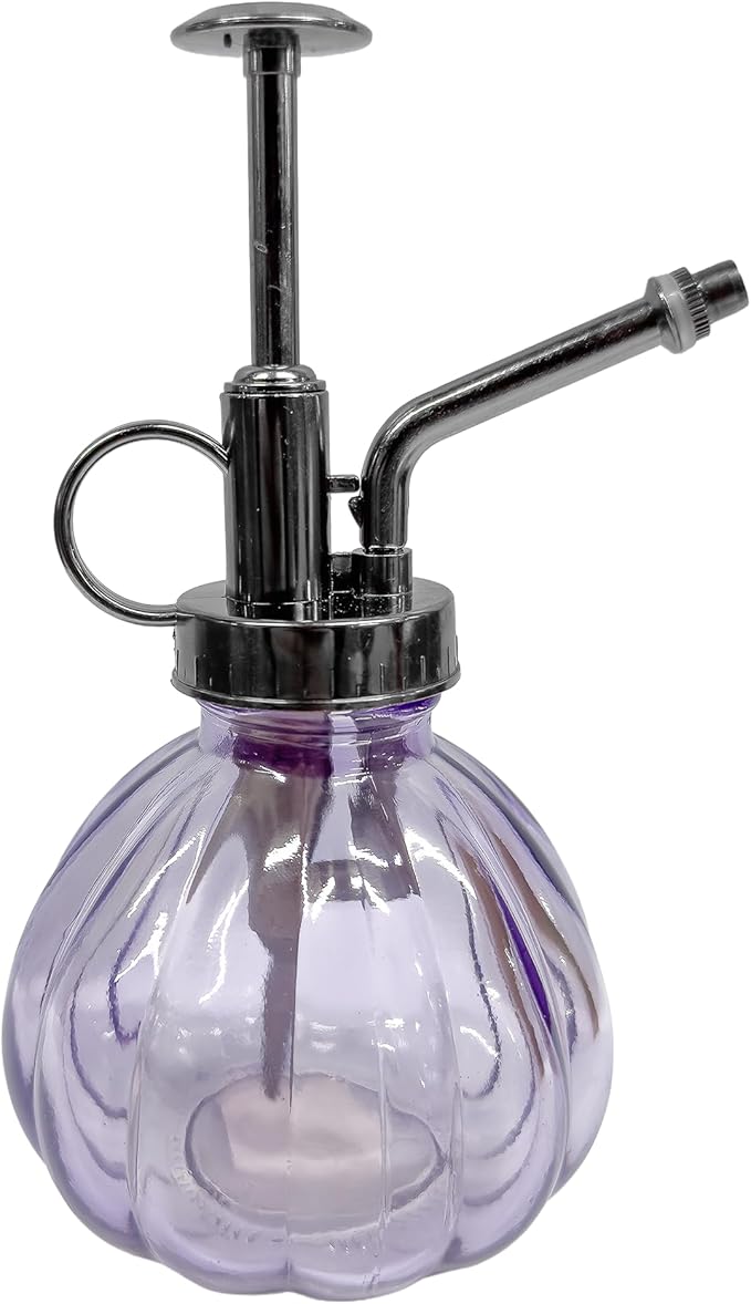 Glass Plant Mister – 6.25" Vintage-Style Spray Bottle for Indoor Plants, Succulents & Humidity-Loving Greens – Fine Mist Pump, Decorative Watering Mister for Home & Garden (Violet)