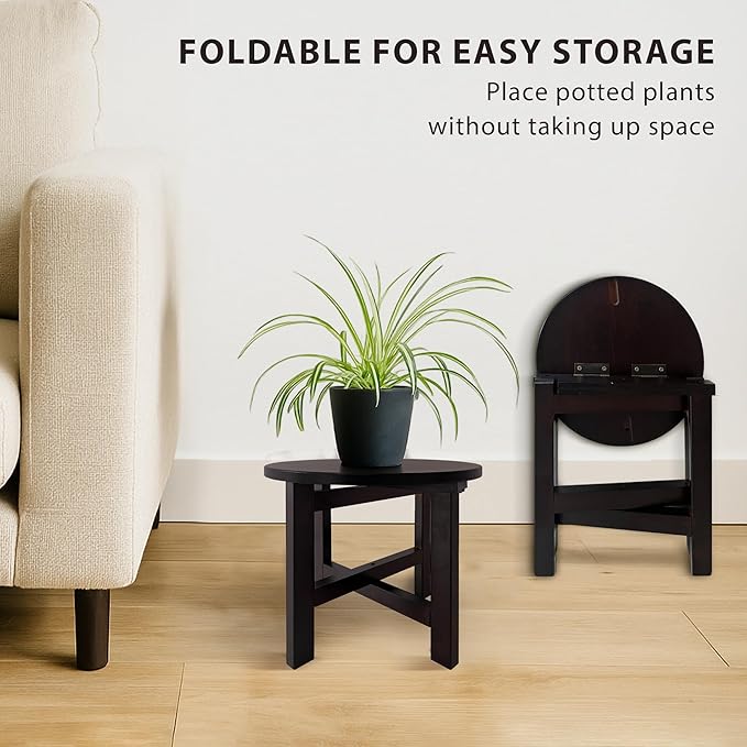 9.8 in Wooden Stool for Shower, Folding Round Footstools, Leg Shaving and Foot Rest, Folding Bamboo Shower Seat, Fully Assembled (R)