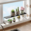 1pc Small Narrow Shelf for Windowsill Kitchen Spice Rack Organizer Stackable Tall Shelves Scalable Window Plant Rack for Narrow Space Countertop Storage (Black)
