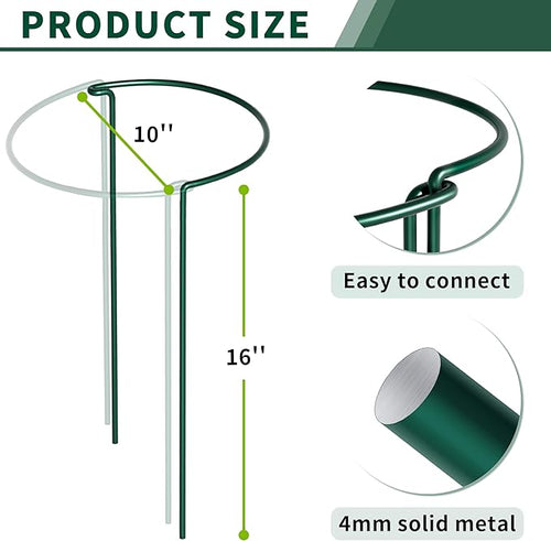 10 Pack Peony Cages and Supports, 10" (W) x 16"(H) Plant Support, Heavy-Duty Metal Plant Support Stakes, Plant Stakes for Outdoor & Indoor Plants, Perfect for Flowers and Vegetable