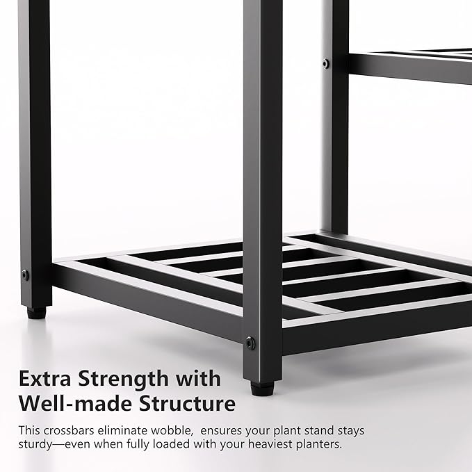 Plant Stand Indoor Outdoor,10 Tier Tall Metal Plant Stands Holder,Heavy Duty Wrought Iron Plant Shelves for Multi Large Pots,Black Tiered Flower Display Riser for Living Room,Patio,Balcony