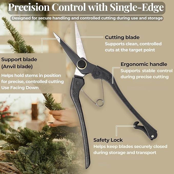 Wablade Japanese Single Blade Pruning Shears, Hand Pruner for Thicker Stems & Controlled Cutting, Garden Shears for Plants & Shrubs, 0.4" (10 mm), Made in Japan (Single-blade)