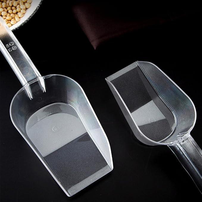 12 oz Clear Hand Scoop, Food-grade Acrylic Multi-Purpose Kitchen ice scoop, Flat-bottomed Scoop for Ice, Popcorn, Cookies, Candy Buckets(2PCS) (2)