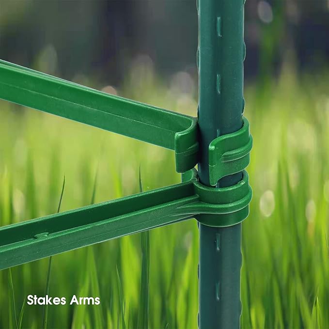 Adjustable Garden Stakes Connectors, Plastic Plant Trellis Clips for 0.43 inch Diameter Rods Connecting Joints for Tomato Cage Cucumber Teepee Climbing Plants Frame