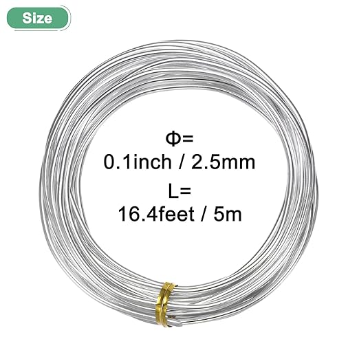 M METERXITY 2.5mm Bonsai Training Wire, 16.4 Feet Total Anodized Aluminum Bonsai Wires for Bonsai Tree Shaping/Branches Fixing/Trunk Holding/DIY Crafting [Silver]