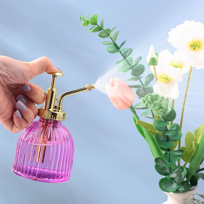 Maxdot 12 Pcs Plant Mister Glass Spray Bottle, 6.1" Tall Vintage Style Decorative Plant Atomizer Watering Can Pot with Plastic Top Pump Succulent Watering Bottle