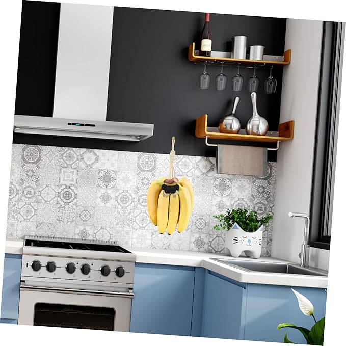 Cabilock Banana Hanging Rack Fresh Keeping Banana Stands Cotton Rope Holder Macrame Rope Storage