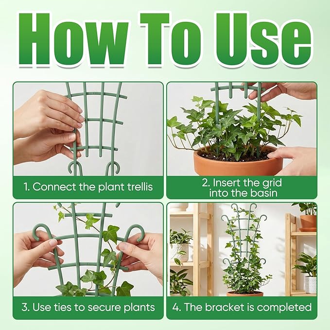 4PCS Indoor Small Trellis,Stackable Plant Trellis for Indoor Climbing Plants,Small Plant Climbing Trellis for Potted Plants Plastic Climbing,Potted Plant Trellis for Houseplants