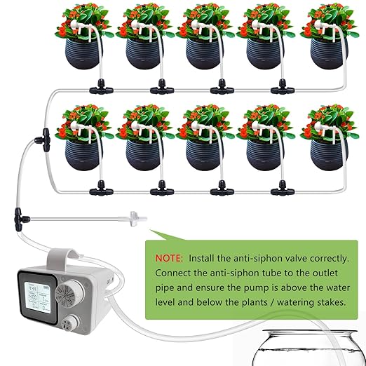 Auto Plant Waterer Indoor for 15 Potted Plants, Drip Irrigation Kit with Adjustable Drippers & Lockable Tee Connectors, Digital Programmable Timer, Upgraded Automatic Watering System Devices