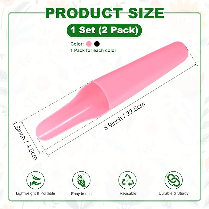 M METERXITY 2-Pack Bonsai Soil Scoops, Plastic Garden Soil Scoops Bucket Shovel Potting Scoopers for Transplanting/Flower Planting/Plant Succulent, Colorful Small Gardening Tools [Black, Pink]