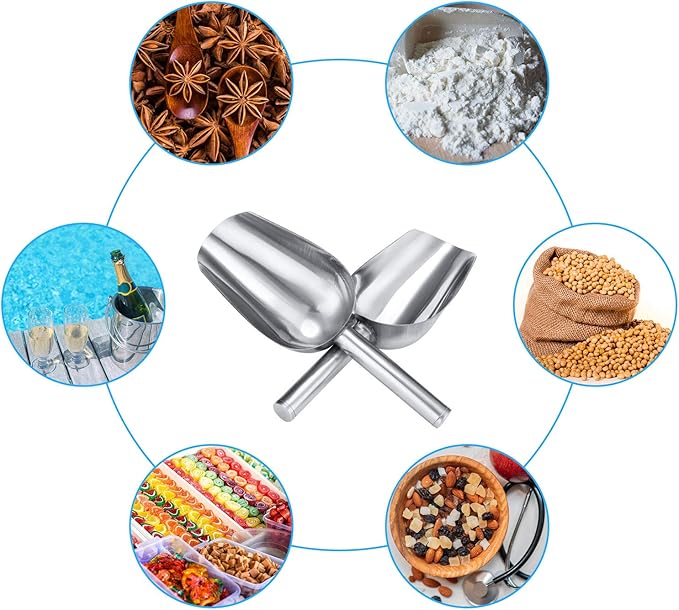 3 Packs 6 Ounce Stainless Steel Ice Scoop Small Metal Food Scoop for Home Kitchen Shop Bar Buffet Ice Cube Candy Popcorn Coffee Beans Food Jars Canister