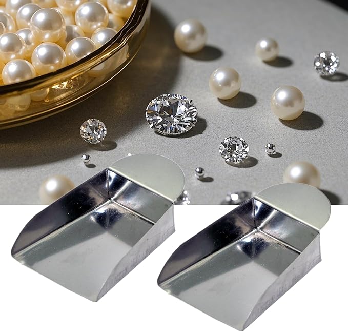 3 Pcs Bead Spoon Professional Diamond Jewelry Mini Bead Scoop with Handle for Pearls Gemstones Pick up Tools