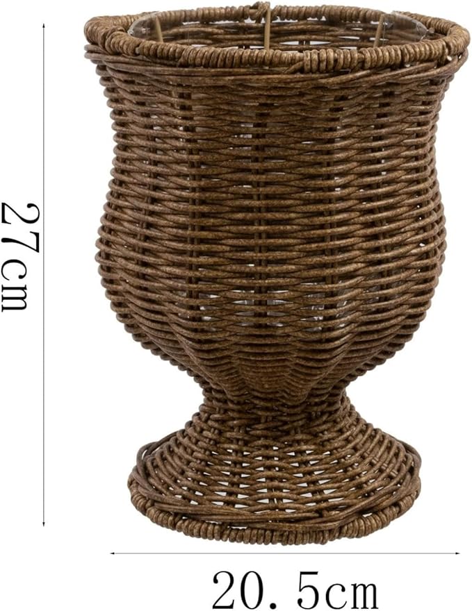11" Urn Goblet Woven Planter – Wicker Flower Pot Woven Flower Basket, Rattan Flower Basket Decorative Indoor Outdoor Flower Vase for Home Garden & Patio Decor