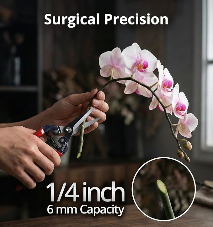 Gardeness 12 PCS Straight SK5 Steel Pruning Shear Garden Scissor Flower Leaf Trimmer Floral Fruits Picking Ultra Sharp Gardening Snips Bonsai Cutter Durable Effort-saving Clippers, Hand Pruners