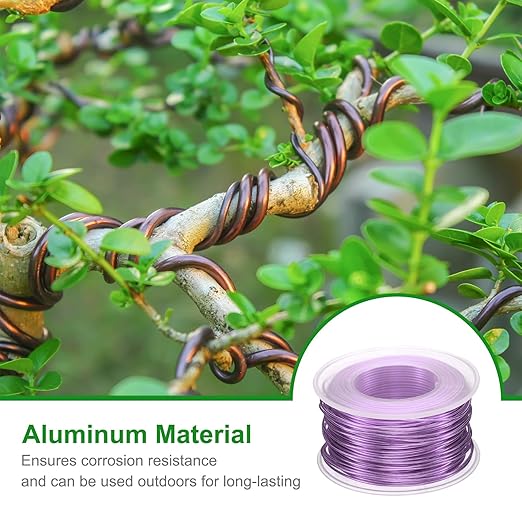 HARFINGTON Bonsai Wire Anodized Aluminum Training Wire Roll 1mm/18 Gauge 98ft Length Bendable Bonsai Tree Wire for Garden, Horticulture, Landscape, Planting, Light Purple