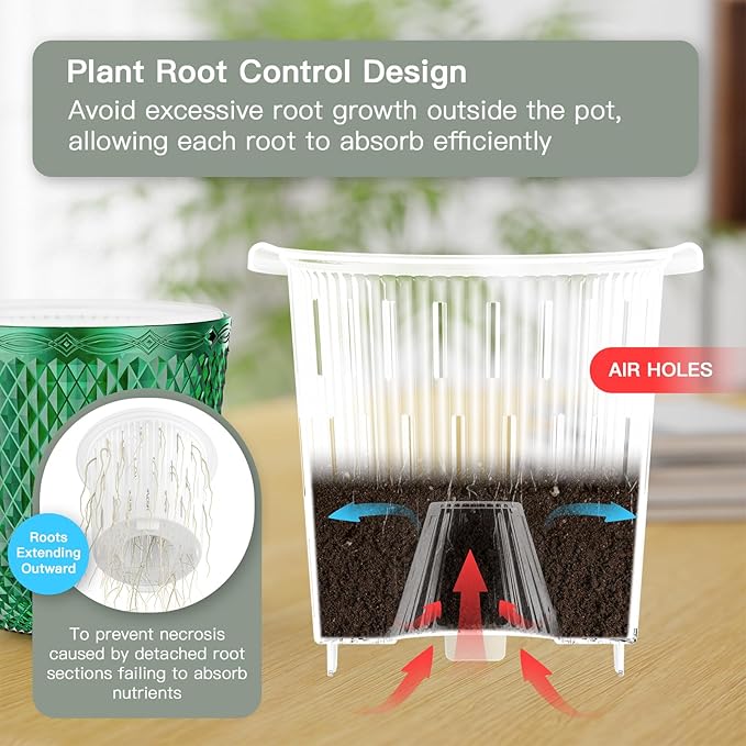 QCQHDU Hanging Planters for Indoor Plants, 2-Pack 5.7 Inch Self Watering Hanging Pots, Plastic Plant Hanger with Drainage Holes and 3 Hooks Chains for Garden Home (Emerald)