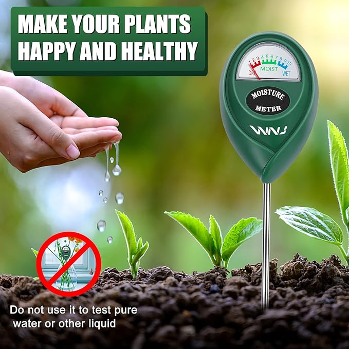 WNJ 2 Pack Soil Moisture Meter, Plant Water Monitor, Lawn Moisture Meter，Soil Hygrometer Sensor for Gardening, Farming, Indoor and Outdoor Plants (Classic Black)