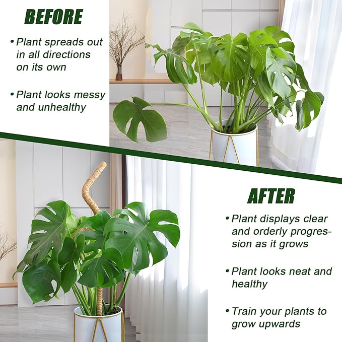 4 Pack Moss Pole, 47 Inch Moss Poles for Climbing Plants Monstera, Bendable Coir Plant Stakes for Potted Plants, Philodendron, Pothos (47.2" x 4pcs)