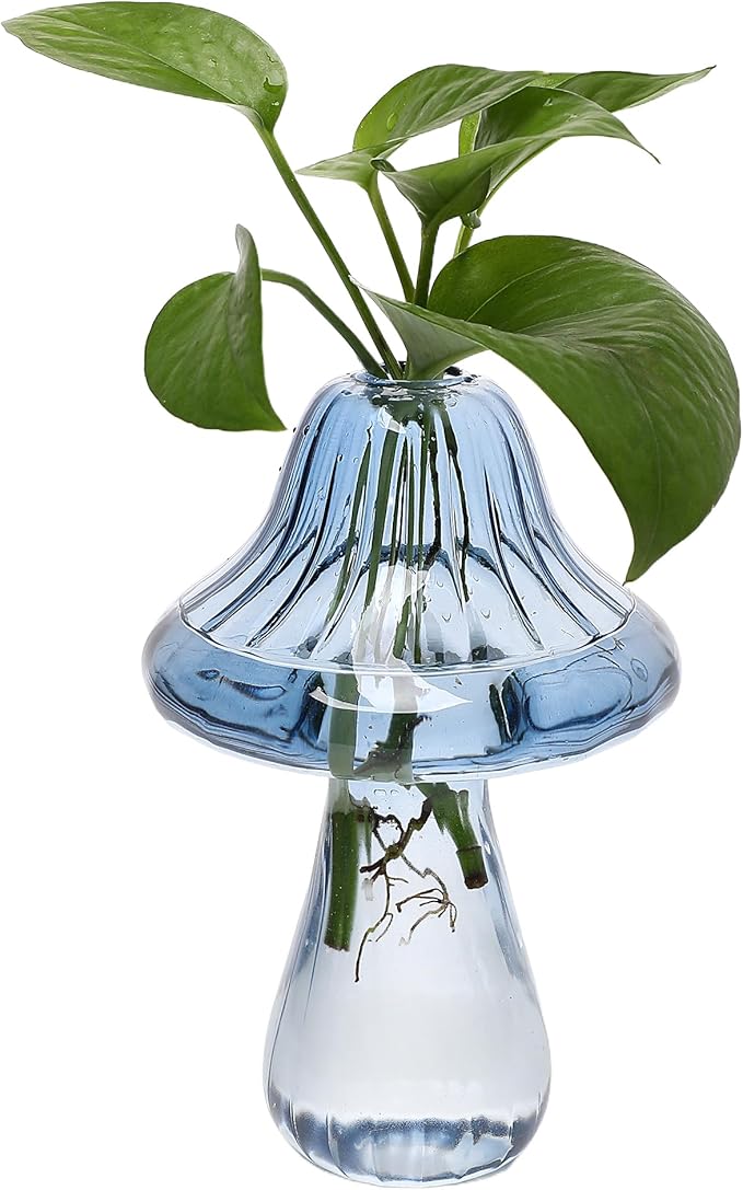 Mushroom Glass Vase Propagation Stations Flower Vases Home Decor Mushroom Planter Cute Vases Garden Decoration Set of 2