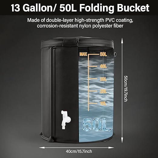 Auto Drip Irrigation System Kits for Plants, with 13 Gallon Bucket and 25W Water Pump, Automatic Watering System for Indoor and Outdoor for Grow Tent, Greenhouse, Lawn