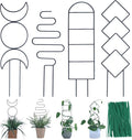 Wellsign Indoor Plant Trellis for Climbing Plants, 16inch Small Garden Metal Trellis for Potted Plants Outdoor with Different Patterns for Vine Ivy Flower Plant Support 4 Pack