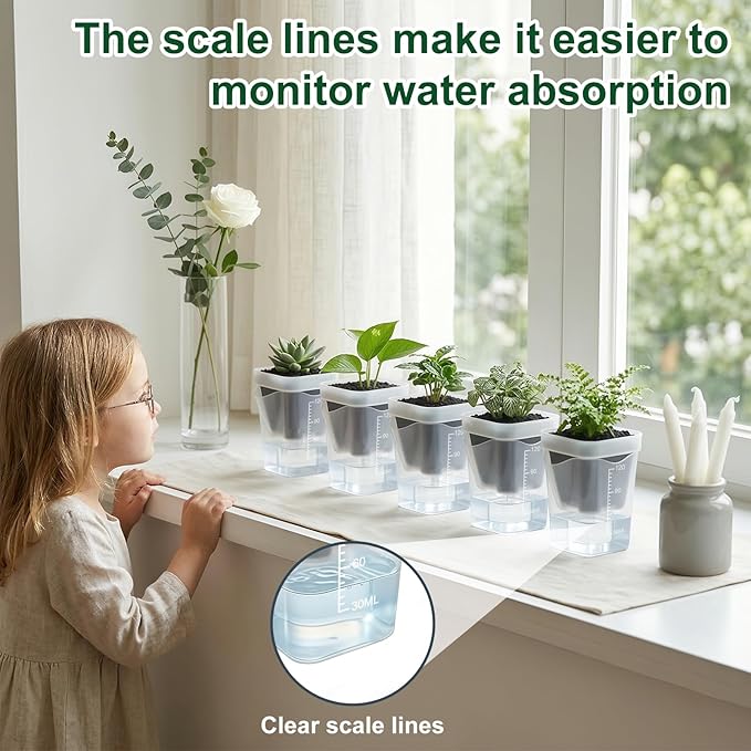 TREWAVE 16 Pack 2" Mini Self Watering Pots for Indoor Plants, Small Clear Plastic Planters with Drainage Holes, Propagation Pots for Alocasia Corms, African Violets, and Succulents
