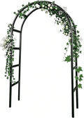 RUBFAC 7.8ft Garden Arch Trellis for Climbing Plants Outdoor, Metal Arch Frame Garden Arbors and Arches, Outdoor Archway for Flower Vines Wedding Bridal Party Decoration, Black
