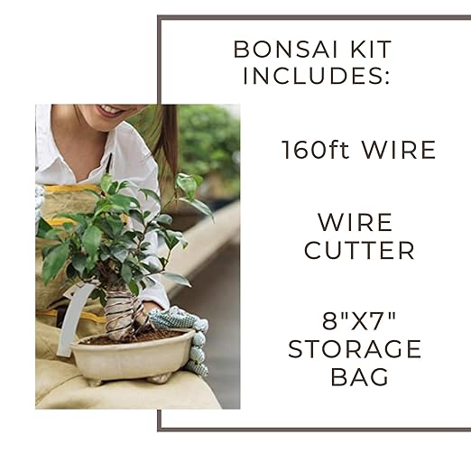 Bonsai Wire Kit 160ft with Cutter & Canvas Bag| 5 Rolls Aluminum Bonsai Training Wire Set for Tree Shaping| Bonsai Tools, Plant Training Wire, Bonsai Starter Kit Supplies for Beginners & Professionals