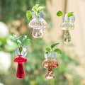Glasseam Window Propagation Stations, 4Pcs Colored Mushroom Propagation Vases with Suckion Cups, Glass Wall Hanging Planter Terrariums for Flowers, Cute Indoor Small Plant Holder Gifts for Women