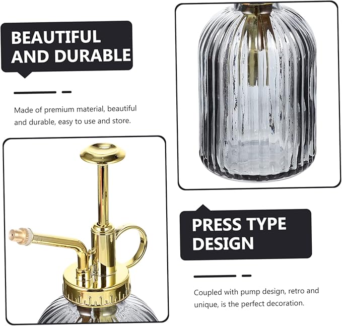 Milisten Vintage Glass Mist Spray Bottle for Indoor Outdoor Plants Large Capacity Watering Sprayer with Transparent Design and Retro Pump Plant Mister for Home Gardening and Gifts