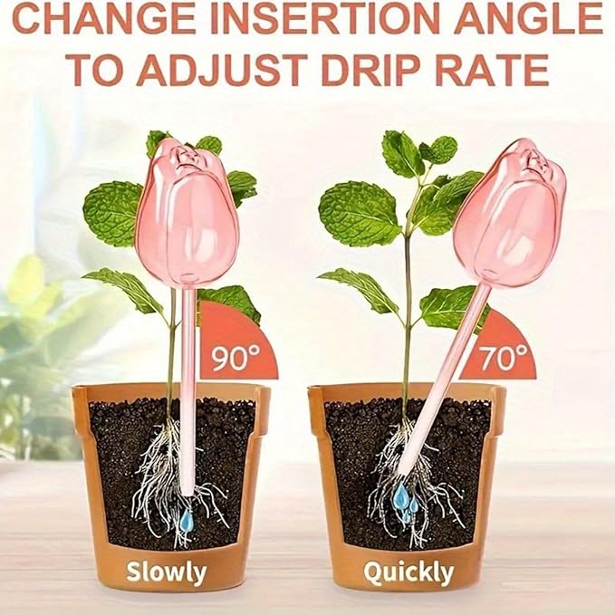 Ochine Tulips Self Watering Globes, Glass Plant Watering Globes, Self Watering Planter Insert, Automatic Plant Waterer Indoor, Plant Watering Devices, Plant Water Globes for Indoor Outdoor Plants